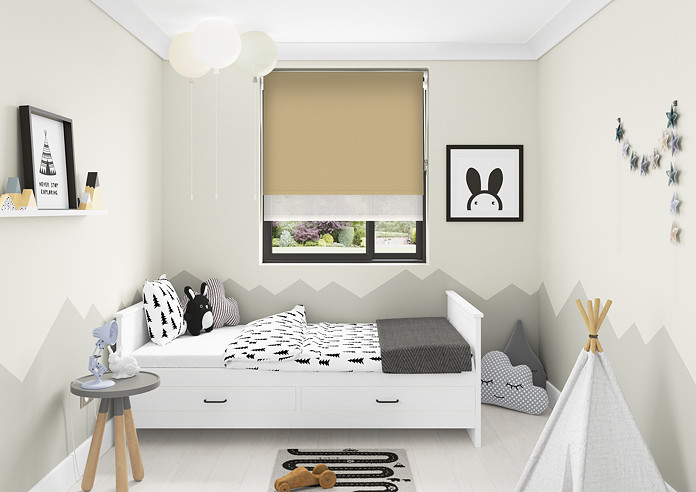 Rimini (Blackout), Mocha & Illusion Sandy - Double Roller Blind - Image 5